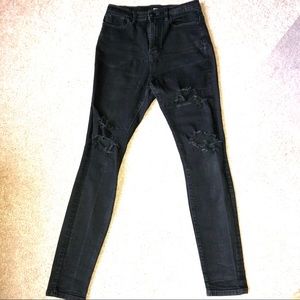 BDG black super high waist distressed skinny jeans